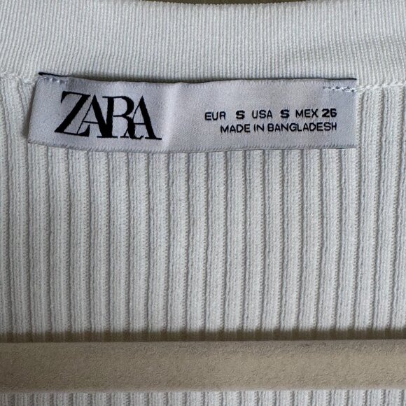 NWOT Zara Cropped Knit Cardigan Woman's sz S Cream Textured Snap Buttons - Picture 4 of 9